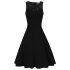 Very Ann Women Sleeveless Round Neck Floral Lace A line Swing Dress