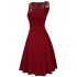 Very Ann Women Sleeveless Round Neck Floral Lace A line Swing Dress