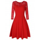 VeryAnn Women <span style='color:#F7840C'>A</span> Line Cocktail Dress - Red M