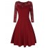 VeryAnn Women A Line Cocktail Dress Empire Lace Fit and Flare Dress Red wine XXL