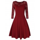 [US Direct] VeryAnn Women A Line Cocktail Dress Empire Lace Fit and Flare Dress Red wine_XXL