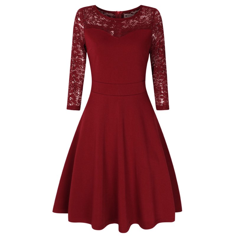 US VeryAnn Women A Line Cocktail Dress Empire Lace Fit and Flare Dress