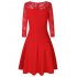 VeryAnn Women A Line Cocktail Dress Empire Lace Fit and Flare Dress Red L