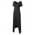 VeryAnn Women Casual Short Sleeve Asymmetrical Hem Long Maxi Dress Black S