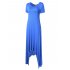 VeryAnn Women Casual Short Sleeve Asymmetrical Hem Long Maxi Dress Denim blue M