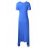 VeryAnn Women Casual Short Sleeve Asymmetrical Hem Long Maxi Dress Denim blue M