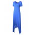 VeryAnn Women Casual Short Sleeve Asymmetrical Hem Long Maxi Dress Denim blue S