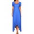 VeryAnn Women Casual Short Sleeve Asymmetrical Hem Long Maxi Dress Denim blue S