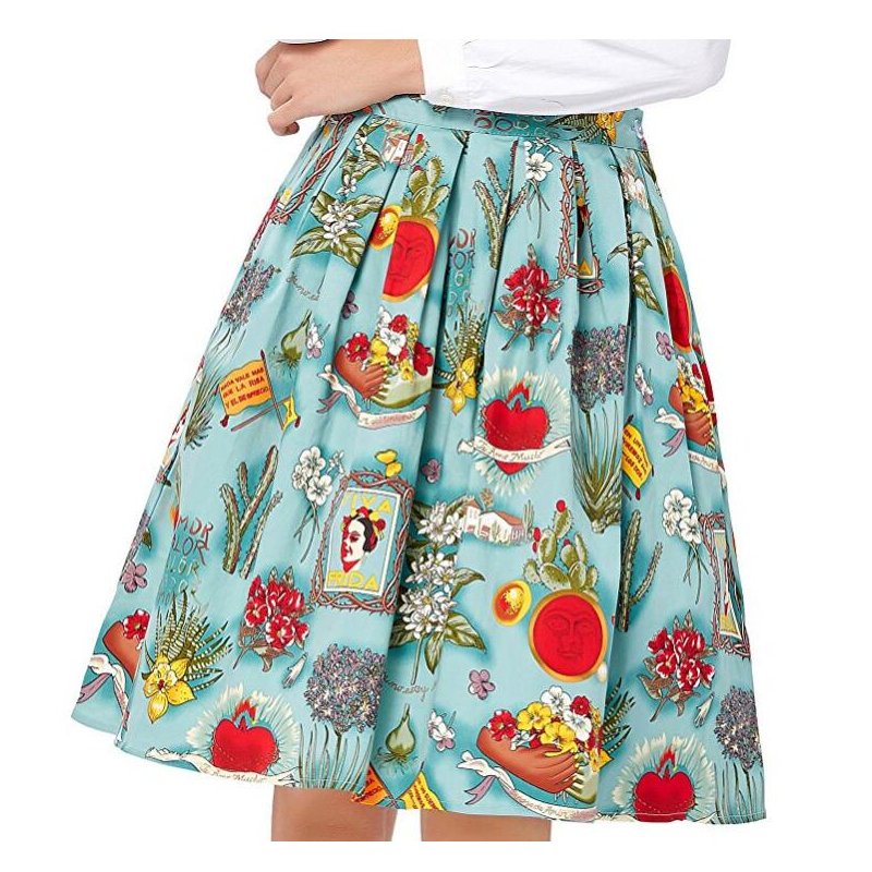 VeryAnn Women's Printed A-line Midi Skirt