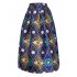 VeryAnn Women s Printed Vintage High Waisted Pleated A line Midi Skirt Water blue M