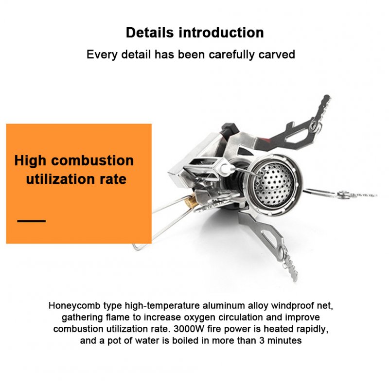 Mini Gas Stove Portable Foldable Aluminum Alloy Gas Furnace Outdoor Picnic Cooking Camping AT6312-b black ignition