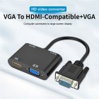 Vga To Hdmi Adapter Vga Splitter With 3.5mm Audio Converter For Pc Projector Hdtv Multi-port Vga black