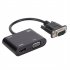 Vga To Hdmi Adapter Vga Splitter With 3 5mm Audio Converter For Pc Projector Hdtv Multi port Vga black