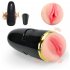 Vibrating Male Masturbator Cup Detachable Pocket Pussy for Men Treediride Realistic Textured Vagina Stroker black