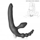 Vibrating Strapless Bullet Silicone Strap on Sex Dildo Anal Plug Toy for Women black