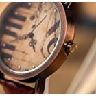 Vintage Piano Music Note Analog Bronze Watch with Leather Strap