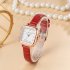 Vintage Small Square Dial Watch with Leather Band for Women Fashion Simple Quartz Watch Brown