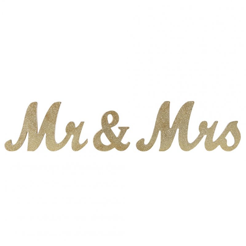Vintage Style Gold Glitter Mr & Mrs Wooden Letters for Wedding Decoration DIY Decoration