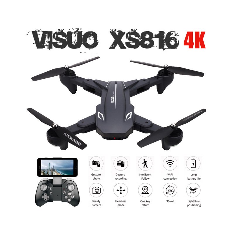 Visuo XS816 Optical Flow Positioning 4K 720P Dual Camera Wifi FPV RC Drone Gesture Shooting Selfie Drone VS XS809HW XS809S E58 3 battery