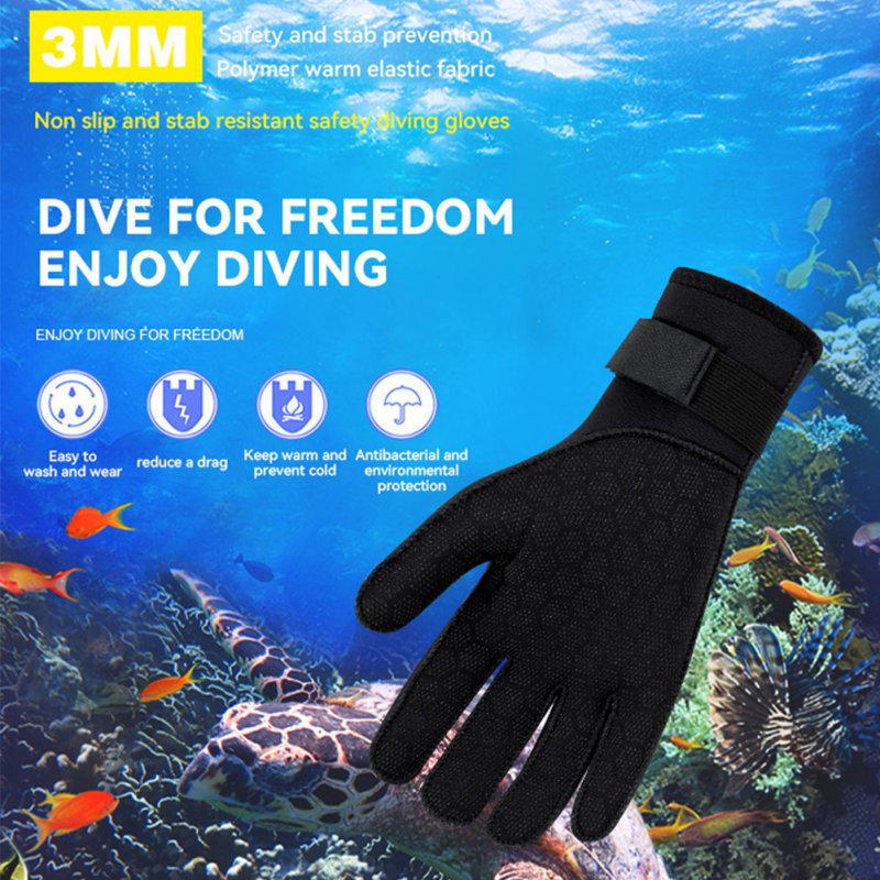 1 Pair 3mm Women Men Diving Gloves Non-slip Wear-resistant Anti-scratch Diving Equipment For Surfing Snorkeling Fishing black M