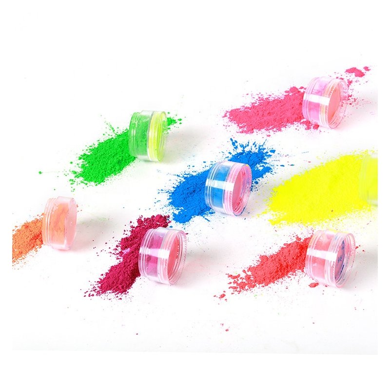 6pcs Neon Phosphor Pigment Powder Set Fluorescent Nail Glitter Eye Powder Nail Art Dust Pigment Paillettes 