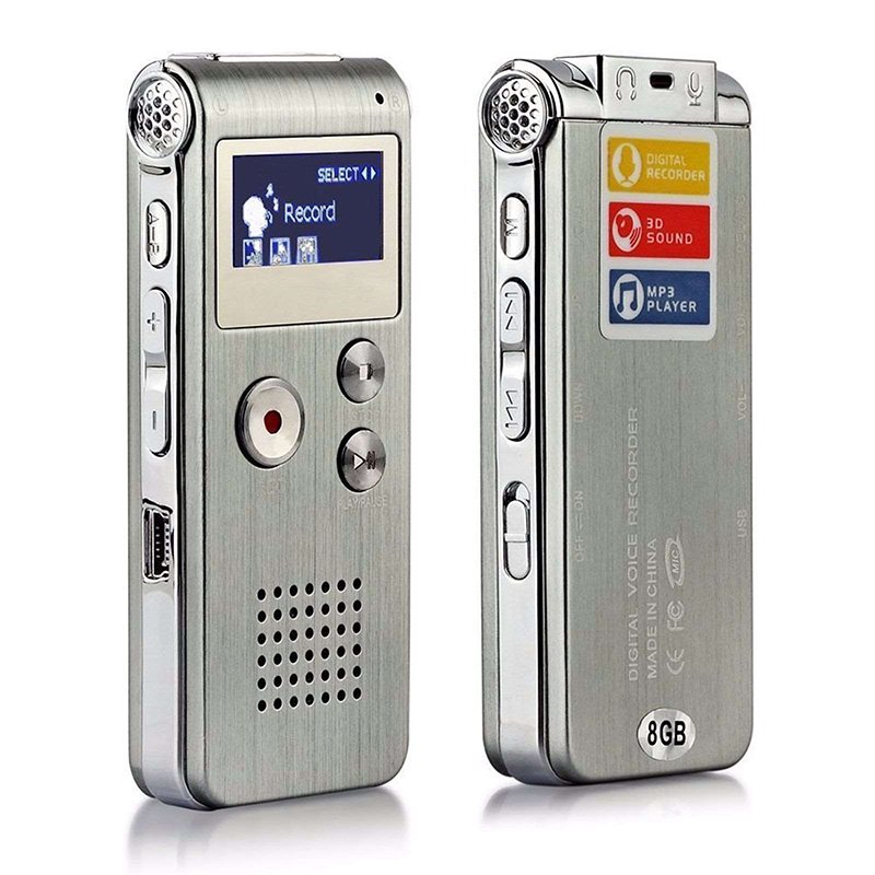 Voice Record Mini 8GB Digital Sound Audio Recorder Dictaphone MP3 Player Silver
