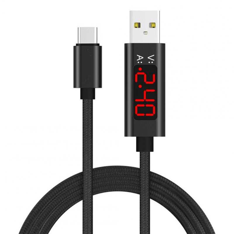 Voltage Current Display USB Cable LCD Screen Fast Charging Wire for Apple Android Type-c