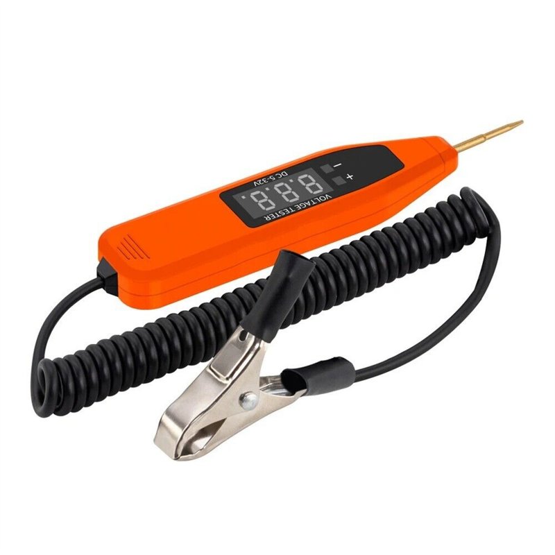 Voltage Tester Pen Electrical Tester Pen With Copper Clip Pen Tip Cover Spiral Line Heavy Duty Circuit Tester For Trailers Trucks Cars Motorcycles digital voltage test pen