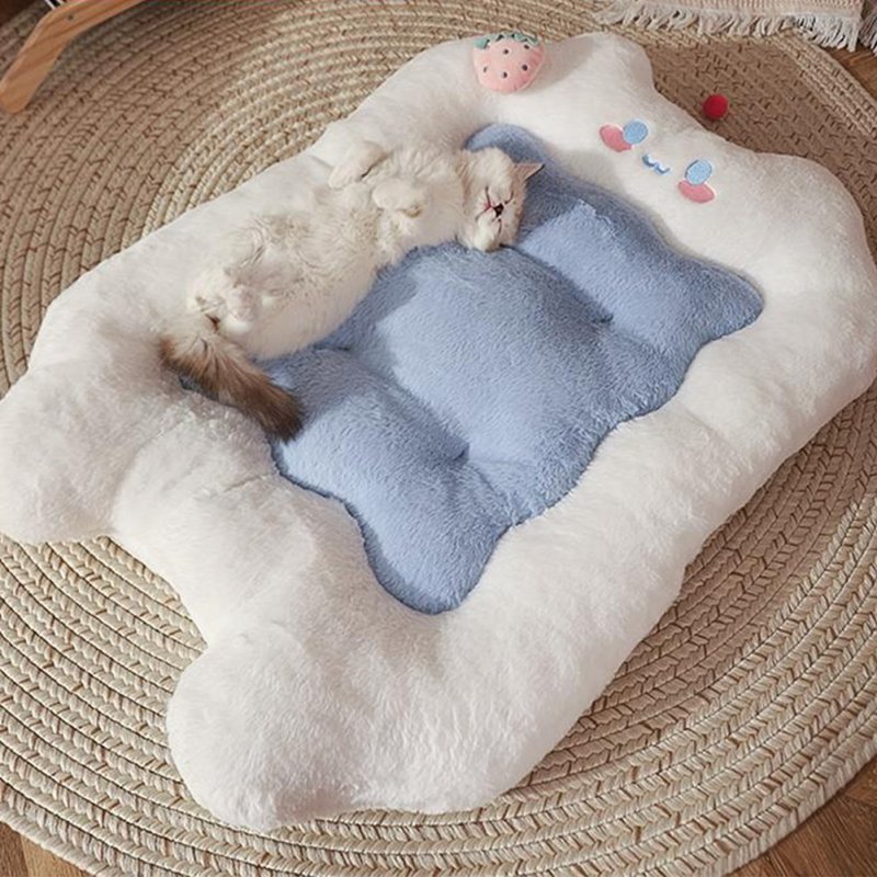 Pet Warm Sleeping Pad Floor Mat Soft Comfortable Breathable Bed with Pillow Pet Supplies for Dogs Cats Cat Small