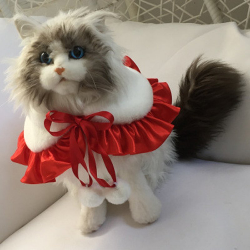 Dog Cosplay Collar Cape With Plush Balls Cat Costume Clothes Photo Props Decorations For Halloween Thanksgiving Christmas Valentine's Day 0773# sky blue L plush scarf 40-50CM