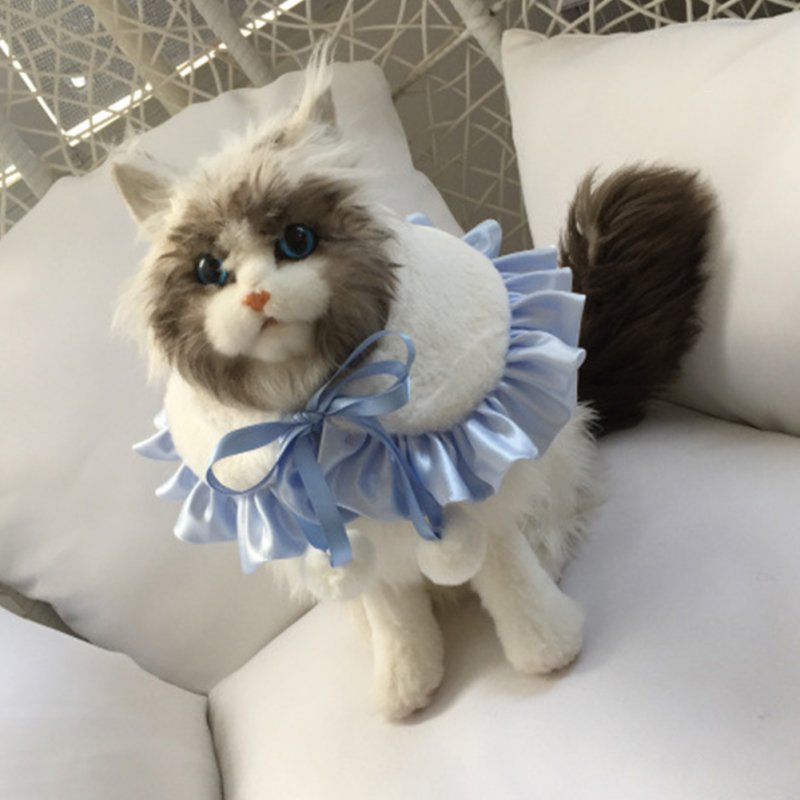 Dog Cosplay Collar Cape With Plush Balls Cat Costume Clothes Photo Props Decorations For Halloween Thanksgiving Christmas Valentine's Day 0773# sky blue L plush scarf 40-50CM