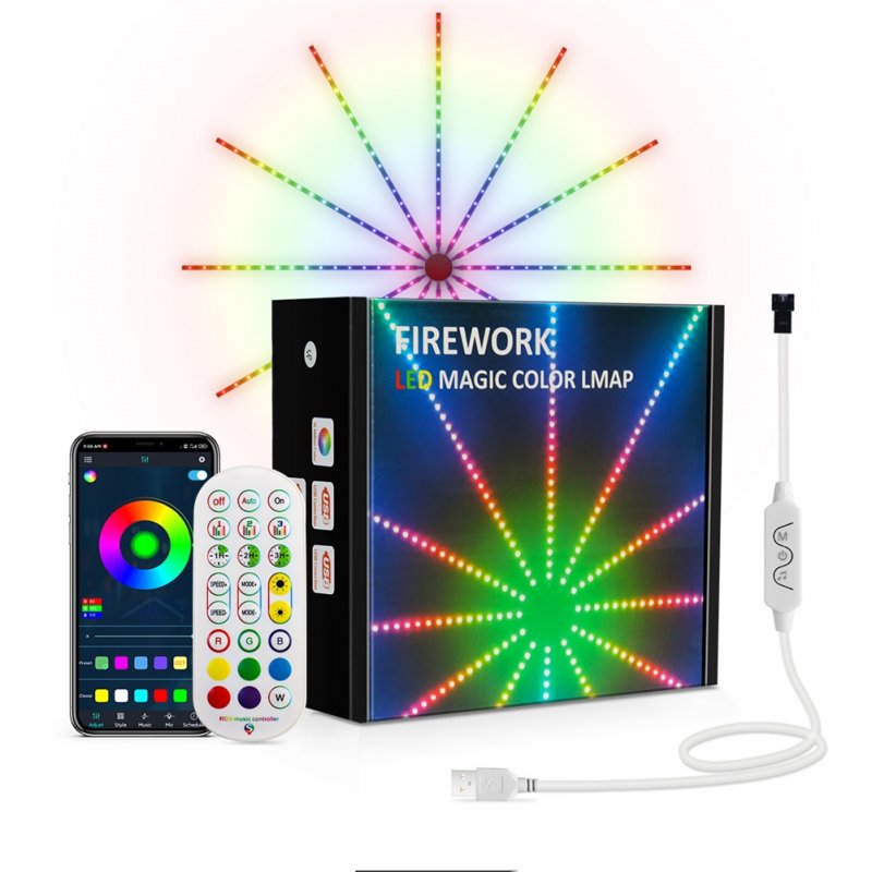 RGB Colorful Firework Light with RC Color Changing Music Sync 23 Modes 16 Million Colors Lamp