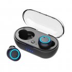 W12 Wireless Earbuds With Charging Case Headphones Noise Canceling Earphones For Sports Working Hiking Black-Blue Circle Color Box