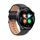 W3  Smart  Watch 1.28inch Full Touch Sport Fitness Watch Ip68 Waterproof Bluetooth-compatible Answer Call Smartwatch Black plate black leather