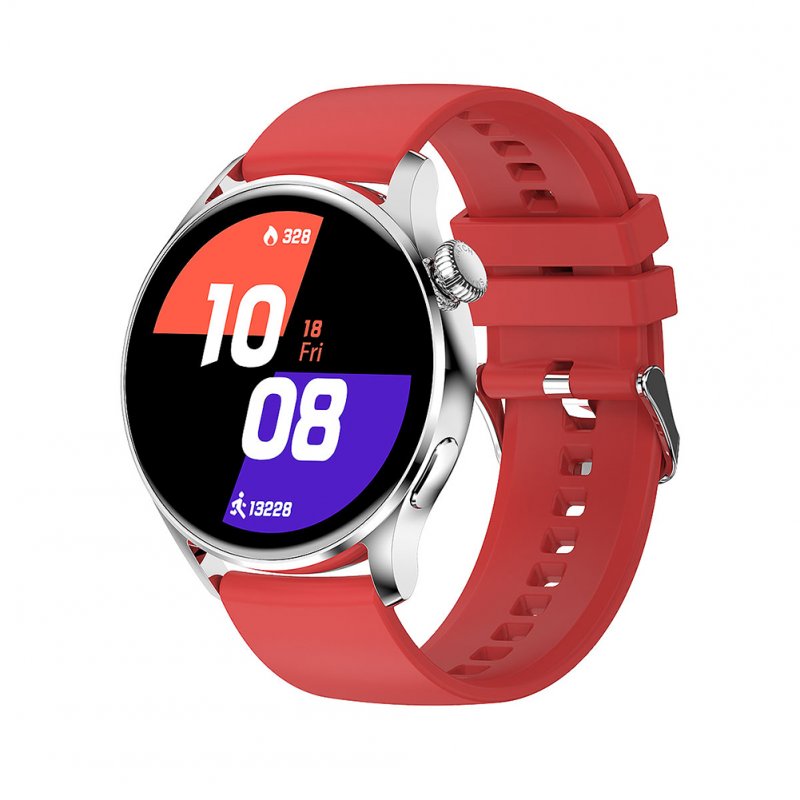 W3  Smart  Watch 1.28inch Full Touch Sport Fitness Watch Ip68 Waterproof Bluetooth-compatible Answer Call Smartwatch Silver plate red silicone