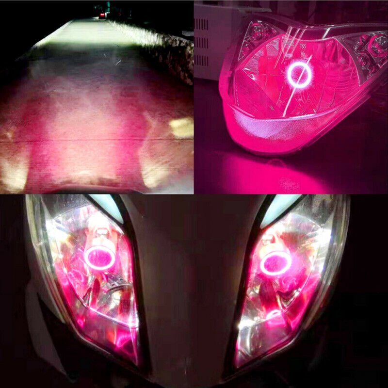 2pcs Metal Motorcycle Lights Angel Eye Led Headlight H4 Ghost Demon Eye Shape Electric Vehicle Modification Parts Accessory 