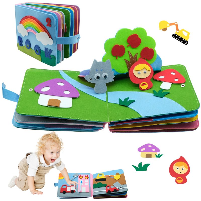 Baby Busy Book Colorful Rainbow DIY Book Sensory Board Educational Activities For Learning Fine Motor Skills For Girls Boys 