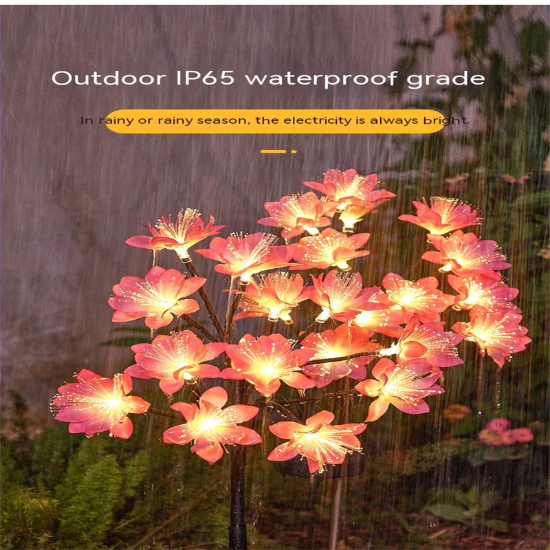 Solar Camellia Light Auto On/off Outdoor Waterproof Lawn Lamps Simple Assembly For Patio Yard Holiday Decoration 