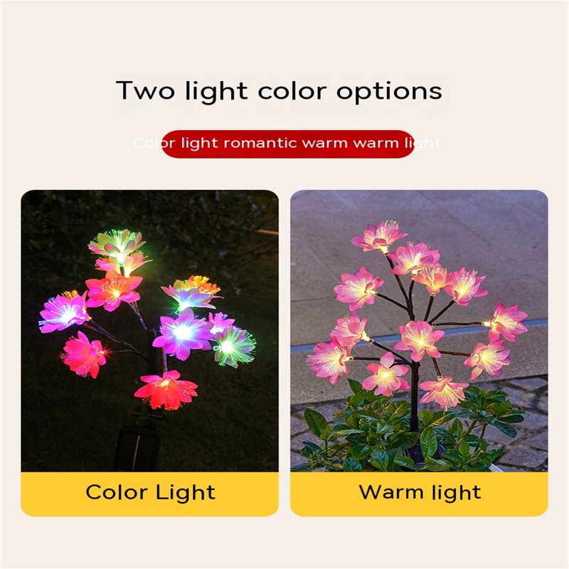 Solar Camellia Light Auto On/off Outdoor Waterproof Lawn Lamps Simple Assembly For Patio Yard Holiday Decoration 
