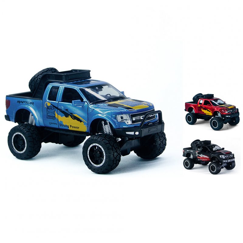 F150 Alloy Car Model Ornaments 4-door Openable Simulation Pull-back Diecast Vehicle With Sound Light For Boys Birthday Christmas Gifts 