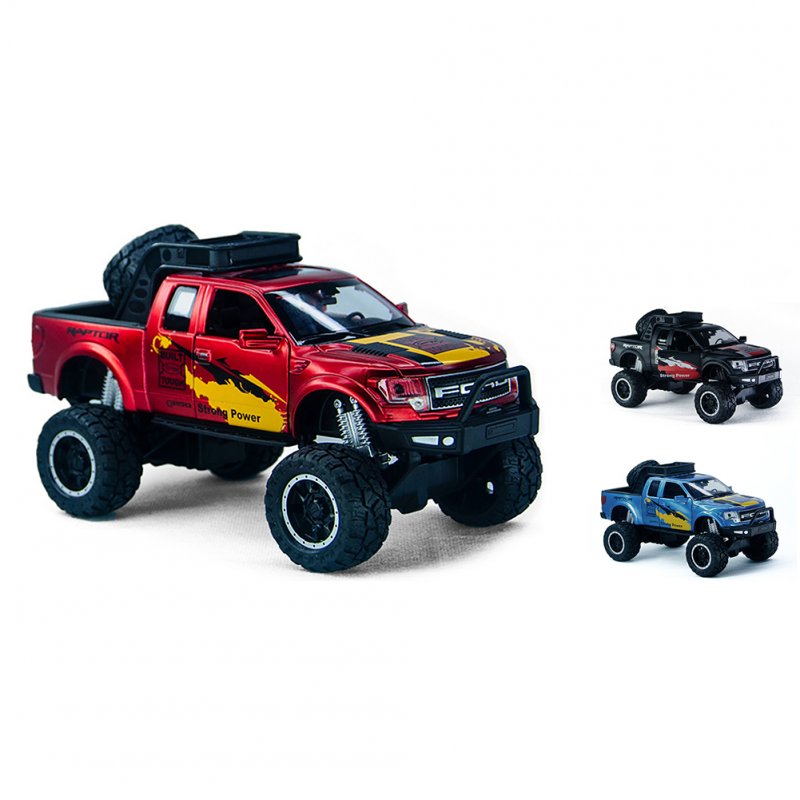 F150 Alloy Car Model Ornaments 4-door Openable Simulation Pull-back Diecast Vehicle With Sound Light For Boys Birthday Christmas Gifts 