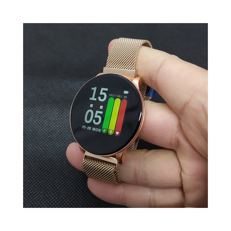 W8 Smart Watch Ladies Weather Forecast Fitness Sports Tracker Heart Rate Monitor Smartwatch Android Women Men's Watches Smart Bracelet Gold Steel