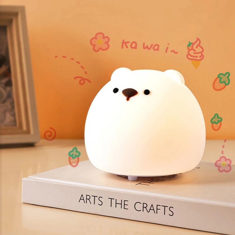 Cute Bear Night Light Soft Silicone Sleeping Lamp Usb Rechargeable Tap Touch Colorful Lamps with RC