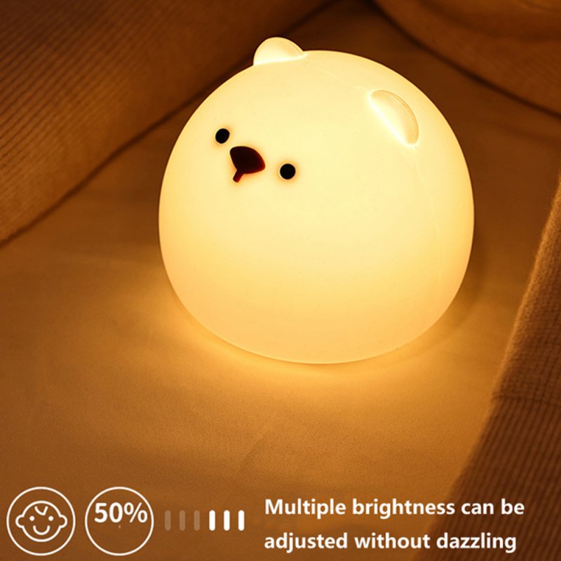 Cute Bear Night Light Soft Silicone Sleeping Lamp Usb Rechargeable Tap Touch Colorful Lamps with RC