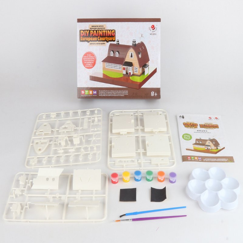 Children 3D Puzzle House Kit DIY Painting Assembly Building Model Educational Toys For Kids Gifts Home Decoration 