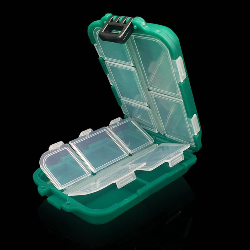Small 10 Compartments Waterproof Hard Fishing Tackle Box Case, Hooks Lure Baits Storage Box