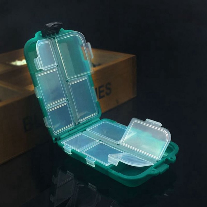 Small 10 Compartments Waterproof Hard Fishing Tackle Box Case, Hooks Lure Baits Storage Box