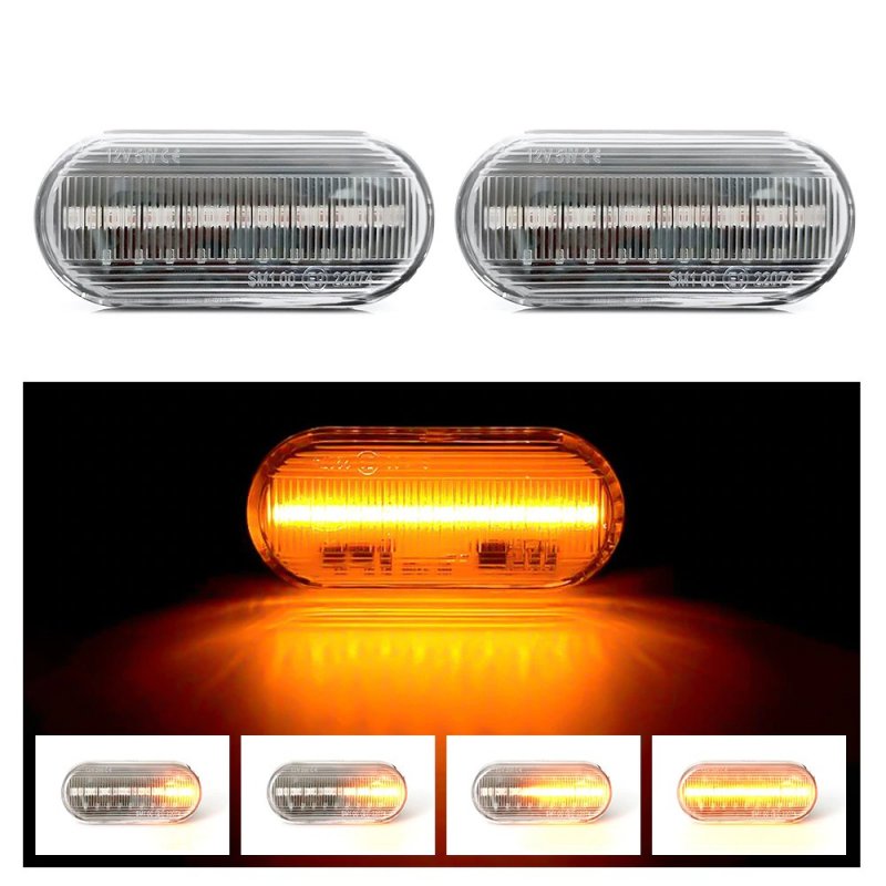 LED Car Amber Signal Light Side Flowing Water Indicator Bulbs for Volkswagen Golf Bora Passat white_With flowing water