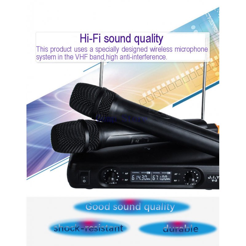 Professional Karaoke Wireless Microphone Mixer Audio Radio Kits Handheld LCD Microphone black_U.S plug