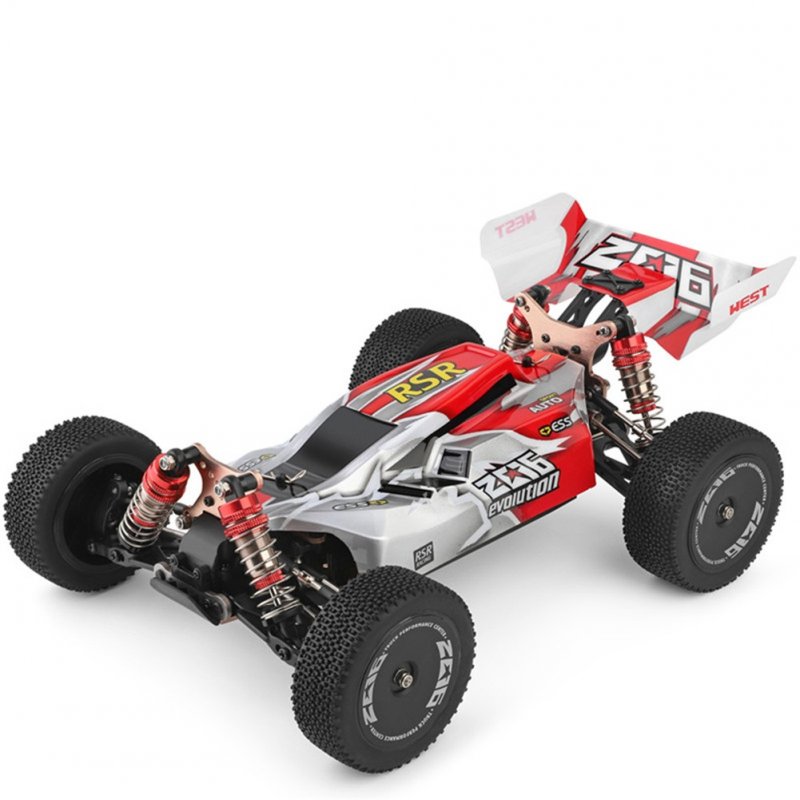 WLtoys 144001 RTR 2.4GHz RC 1/14 Scale Drift Racing Car 4WD Metal Chassis Shaft Ball Bearing Gear Hydraulic Shock Absober red with one battery